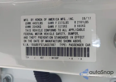 2018 Acura Tlx Tech Pkg from USA, damaged, VIN 19UUB1F57JA007867